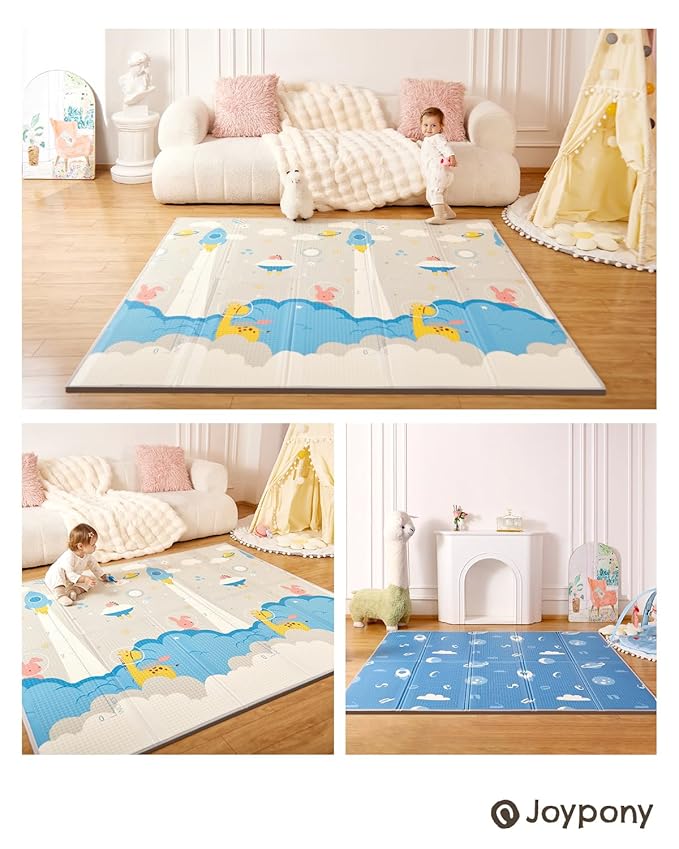 Baby Play Mat, 71x59 Inch Foldable Play Mats for Babies and Toddlers, Waterproof & Anti-Slip Portable Baby Floor Mat for Tummy Time, Baby Mat for Floor with Travel Bag for Indoor Outdoor-CubbioJoy