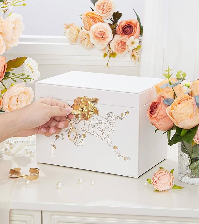 Jewelry Box with Lock for Girls: Jewelry Organizer for Dresser - 3-Drawer Earrings Storage Girls Women Gift (White)-CubbioJoy