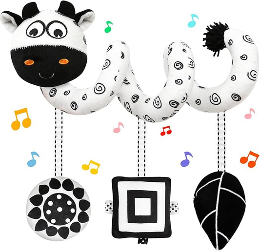 Black and White High Contrast Baby Toys - Sensory Infant Hanging Carseat & Stroller Toy for Newborns 0-6,6-12Months Perfect Easter Birthday & Baby Shower for Babies Boys Girls-CubbioJoy