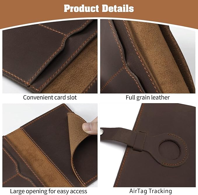 Jack&Chris Genuine Leather Passport Holder For Travel, RFID Blocking Handmade Passport Holder with Card Case Organized & Safe, Quality Travel Essentials for Women and Men for Gifting, Coffee-CubbioJoy