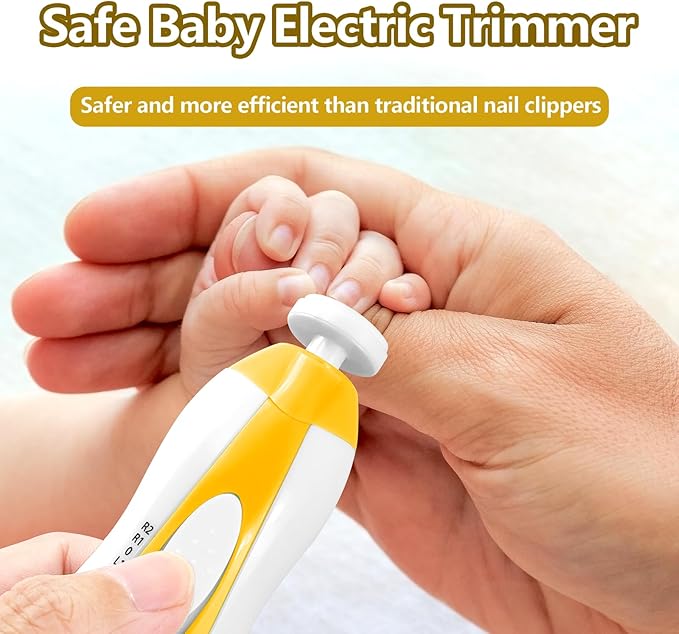 Baby Nail Trimmer Electric, 6 in 1 Rechargeable Baby Nail Clippers Manicure Set Grooming Kit for Toddler Infant or Adults (Yellow)-CubbioJoy