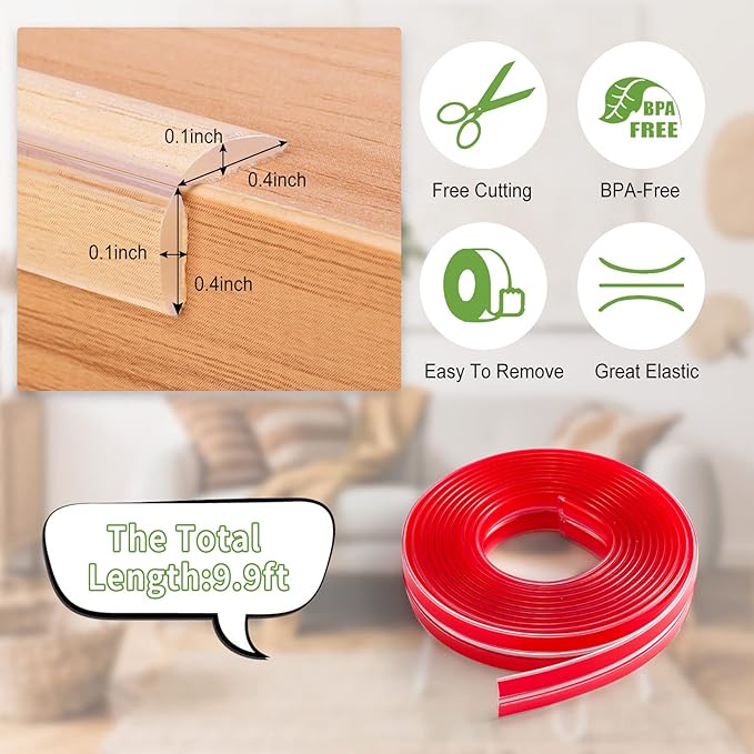 Baby Proofing Corner Protector Baby: Table Corner Protectors for Baby Furniture Guards| Baby Proof Corners and Edges Safety Bumper for Baby| Corner Edge Bumper Guard for Furniture Fireplace, 9.9ft(3m)-CubbioJoy