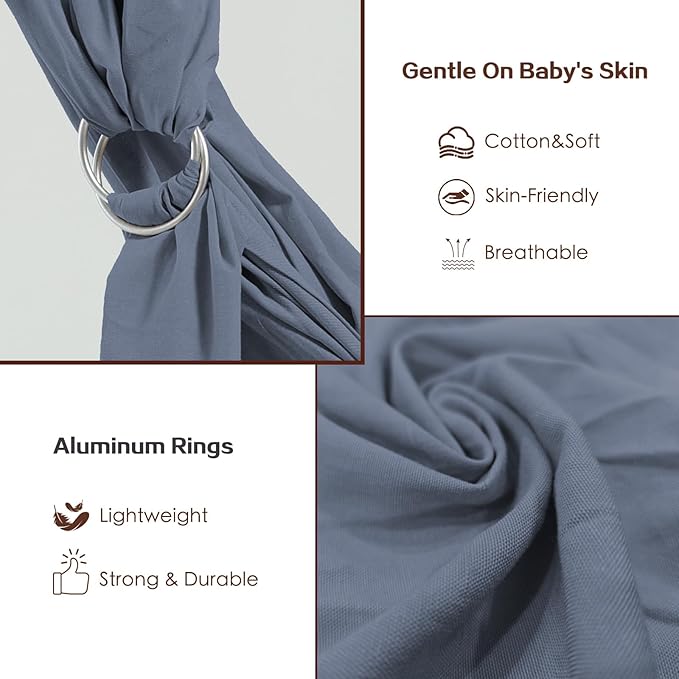 Baby Wrap Ring Sling 7-35 lbs, Baby Sling Carrier for Newborn, Toddler, Infant Holder, Lightweight Baby Carrier Wraps, Blue-CubbioJoy