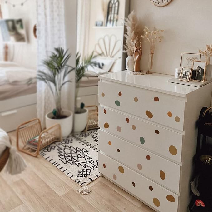Boho Polka Dot Wall Decals 84 PCS, Boho Wall Sticker for Girls Room Living and Playroom Nursery, Removable Wall Decals Kids Room Decor Vinyl Murals DIY Cute Decorations (12 Sheets)-CubbioJoy