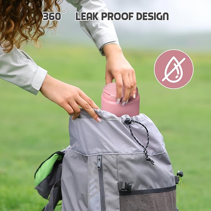 26oz Soup Thermo for Hot Food Kids with Buckle Lid Insulated Vacuum Food Jar Wide Mouth Leakproof Stainless Steel Lunch Container (Pink)-CubbioJoy