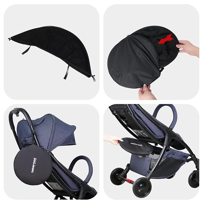 Beberoad Love Universal Stroller Sun Shade & Mosquito Net – 2-in-1 Baby Stroller Cover with UV Protection & 2-Way Zipper for Infant Carriages, Prams, and Travel Strollers (Black)-CubbioJoy