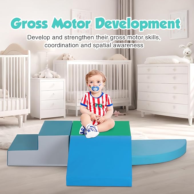 4-Pieces Climbing Toys for Toddlers: PU Leather - Soft Play Climbing for Toddlers - Foam Climbing Blocks for Crawling and Sliding Indoor Playground for Kids-CubbioJoy