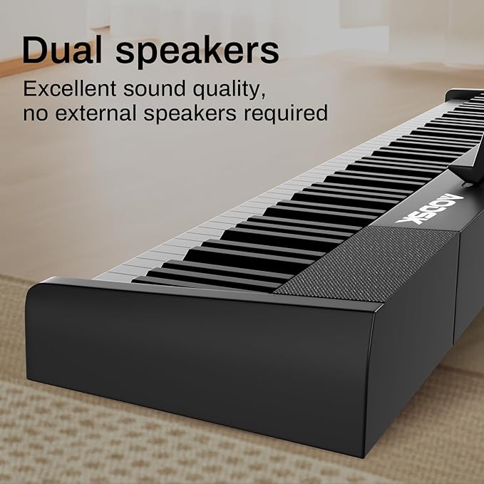 Aodsk 88 Key keyboard piano, Portable Digital Piano with Wooden stand Set for Beginners,128 Tone,128 Rhythm, 20 Demo Song, with Sustain Pedal, Carrying Case, Complimentary Online Piano Lessons-CubbioJoy