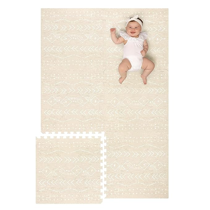Baby Play Mat for Floor – 4x6ft Beige | Soft Non Toxic Premium EVA Foam Tiles for Tummy Time, Crawling & Playroom – Waterproof Interlocking Floor Mat for Babies & Toddlers by Lillefolk (6 Tiles)-CubbioJoy
