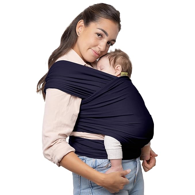 Boba Baby Wrap Carrier – Original Baby Sling Carrier for Newborns (7–35 lbs), Soft, Secure, Hands-Free & Ergonomic, Ideal for Comfortable Bonding, New Parents (Navy Blue)-CubbioJoy