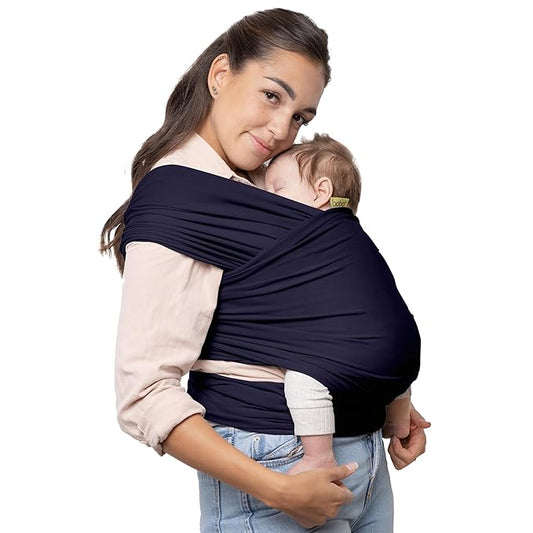 Boba Baby Wrap Carrier – Original Baby Sling Carrier for Newborns (7–35 lbs), Soft, Secure, Hands-Free & Ergonomic, Ideal for Comfortable Bonding, New Parents (Navy Blue)-CubbioJoy
