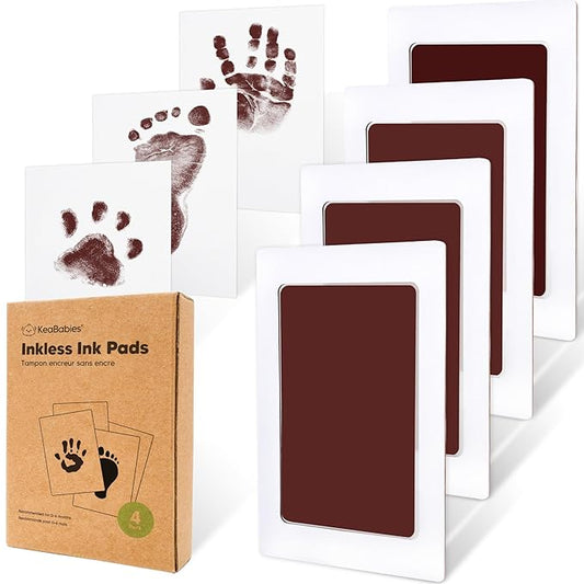 4-Pack Inkless Baby Hand and Footprint Kit - Mess Free Ink Pad for Newborn Keepsake, Dog Nose & Paw Print Kit, Clean Touch Ink Pad for Baby Hand & Footprints, Ideal New Mom Gifts (Auburn)-CubbioJoy