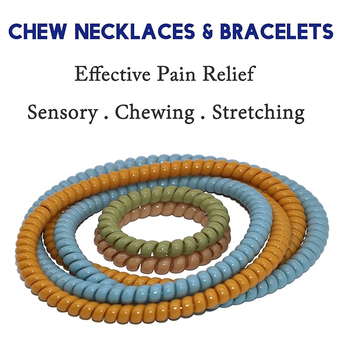 Chewy Necklace for Sensory Kids, 12 Pack Stretchy Fidget Bracelet Necklace for Boys with Autism ADHD SPD, Sensory Fidget for Kids 8-12 Reduce Biting Stress and Anxiety-CubbioJoy