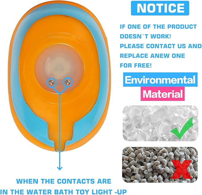 Bath Toys, 6 Packs Light up Boat Floating Rubber Set, Flashing Color Changing Light in Water, Tub Gift for Baby Infant Toddler Child Kid, Bathtub Ship Toy for Bathroom Shower Game Swimming Pool Party-CubbioJoy