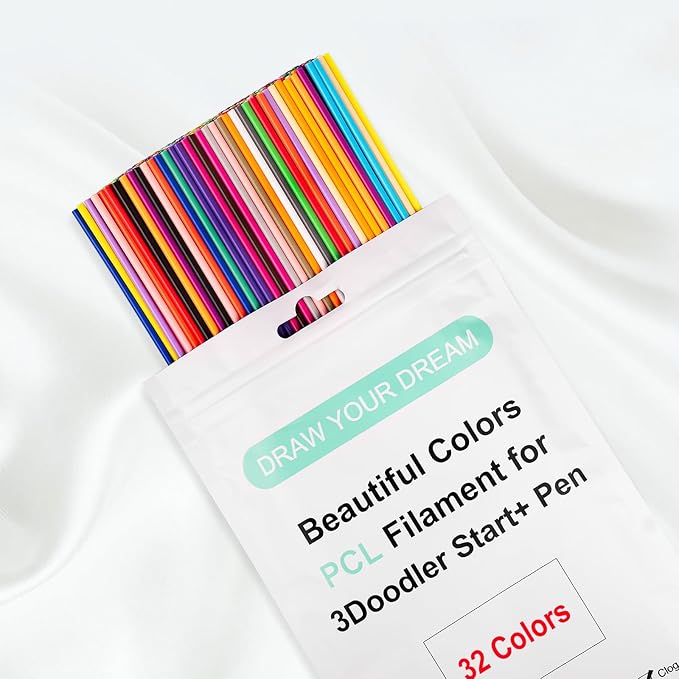 32 Colors 3D Doodler Pen Refills Packs for 3Doodler Start+ 3D Pen Low Printing Temperature PCL Filament 3D Doodler Refills Each Color 15.2 cm x 5 pcs Total 160 pcs Only Fit for 3Doodler Start+-CubbioJoy