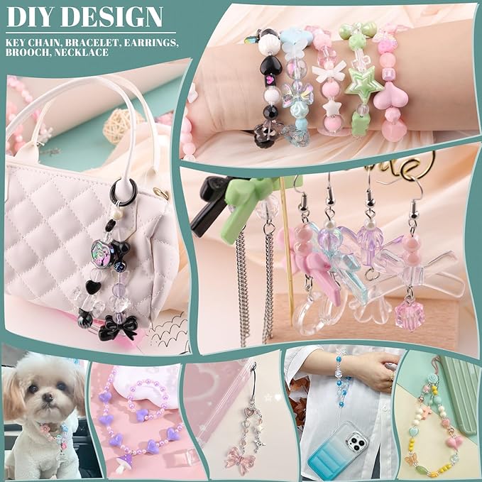 Assorted 170-230PCS Purple Acrylic Beads for Bracelet Making, Flower Bow Butterfly Candy GummyBear Aesthetic Bracelet Charms,Cute Beads for Jewelry Making DIY Necklace Keychain Phone Charm-CubbioJoy