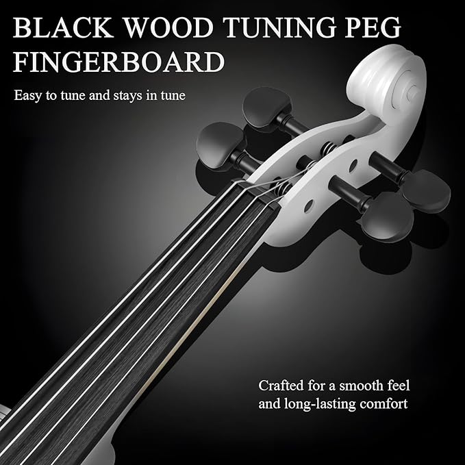 4/4 Beginner Violin Kit for Adults, Complete Full Size Violin Set with Portable Case, Bow, Rosin, White-CubbioJoy