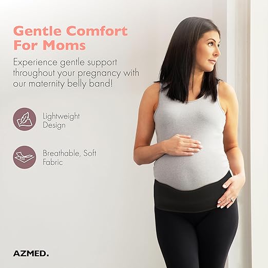 AZMED Maternity Belt Back Support - Adjustable Abdominal Binder for Pregnancy - Belly Band for Pelvic, Waist & Lower Back Comfort - Fits Up to 46 Inches - Black-CubbioJoy