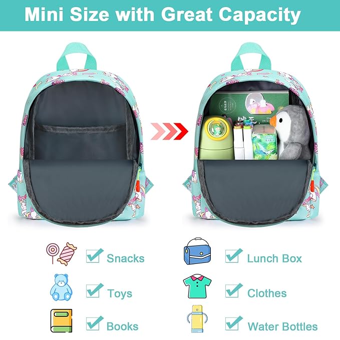 Accmor Toddler Backpack Leash, Cute Baby Backpacks with Anti Lost Wrist Link, Mini Kids Backpack Harness Leash for Outdoor Travel, Adorable Unicorn Backpack Tether Walking Harness for Girls 1-3-CubbioJoy