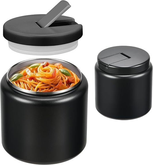 26oz Soup Thermo for Hot Food Kids with Buckle Lid Insulated Vacuum Food Jar Wide Mouth Leakproof Stainless Steel Lunch Container (Black)-CubbioJoy