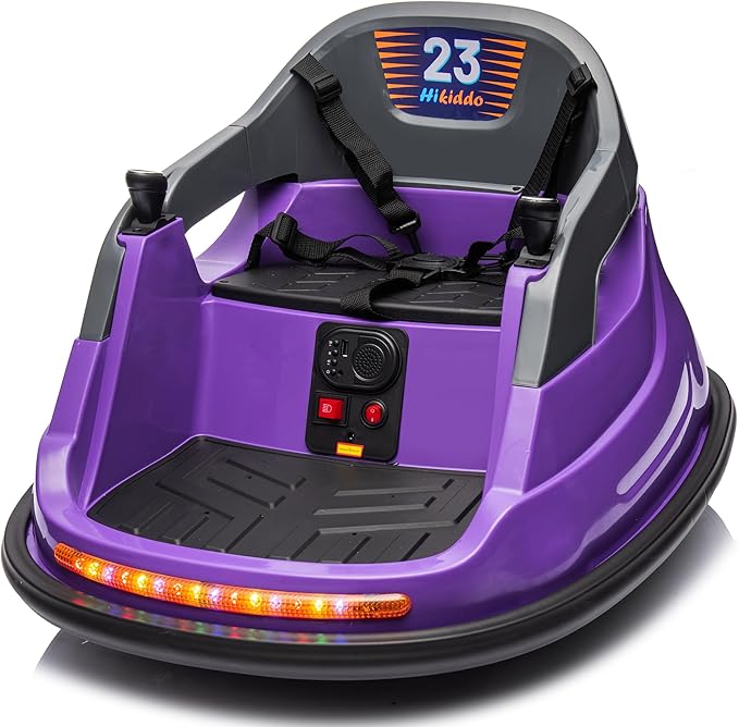 12V Kids Electric Bumper Car, Baby Bumper Car for Toddlers w/Remote Control, 360° Spinning - Purple-CubbioJoy
