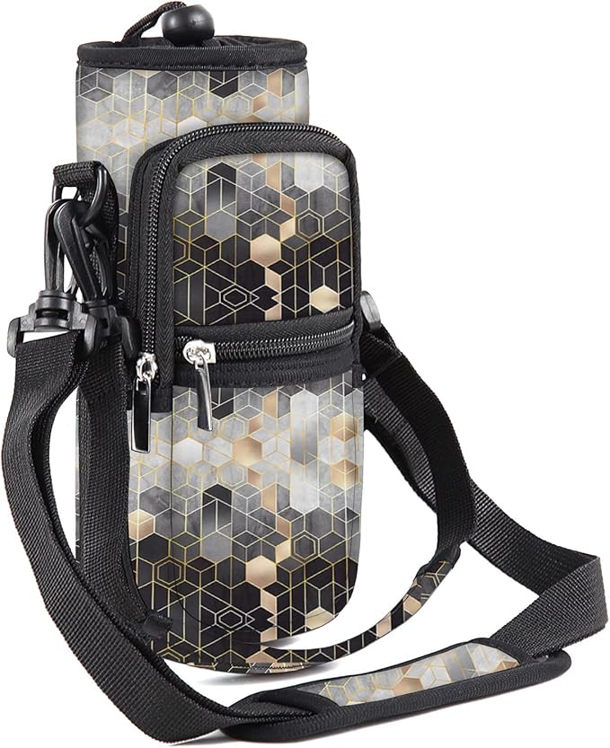 25/32/40/64oz Water Bottle Bag Holder Carrier-Insulated Crossbody Sling Case Sleeve with Strap & Pockets for Men Women Gym Cycling Travel Walking Hiking Camping-CubbioJoy