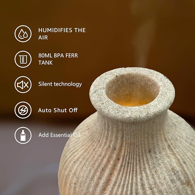 Aromatherapy Essential Oil Diffuser Art Resin Aroma Diffuser with Warm Light 80ML Cool Mist Humidifier Waterless Auto Shut-off for Home,Baby Bedroom,Office-CubbioJoy