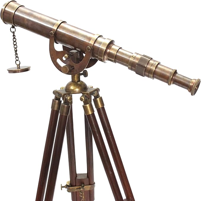 Decorative Brass Harbor Master Spyglass Telescope on Tripod – Vintage Maritime Nautical Scope for Table Office Home Decor & Collectible Navigation Gift-CubbioJoy