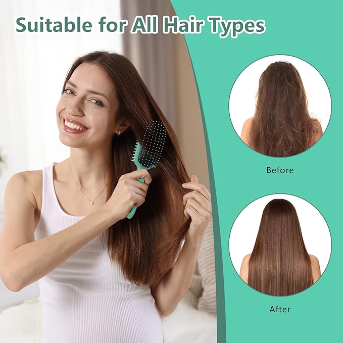 Curl Defining Brush, Curly Hair Brush, Slick Back Hair Brush, For Combing and Shaping Curls in All Hairstyles to Reduce Pulling (Green)-CubbioJoy