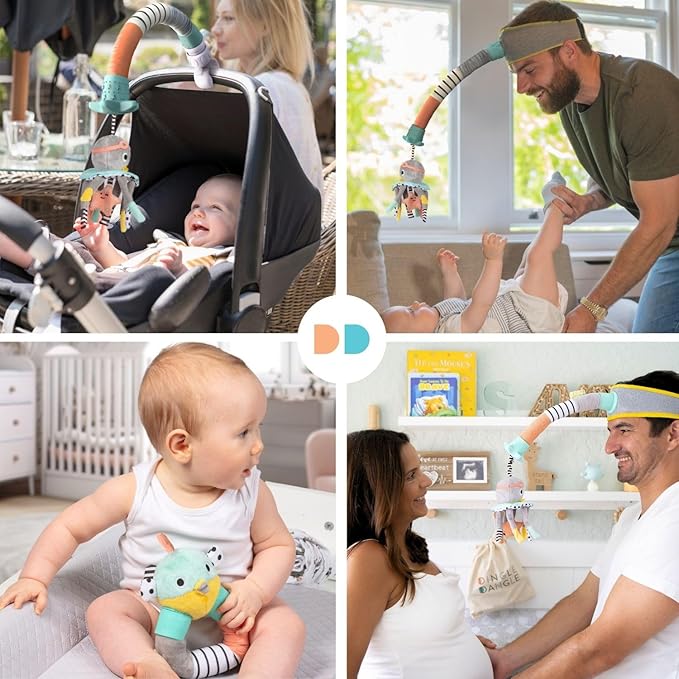 DINGLE DANGLE - Baby Gift Set - 3 in 1 Diaper Changing Helper Headband, Baby Mobile, & Sensory Rattle; Newborn Essentials Must Haves - Great Baby Registry or Shower Gift - Featured on Shark Tank-CubbioJoy
