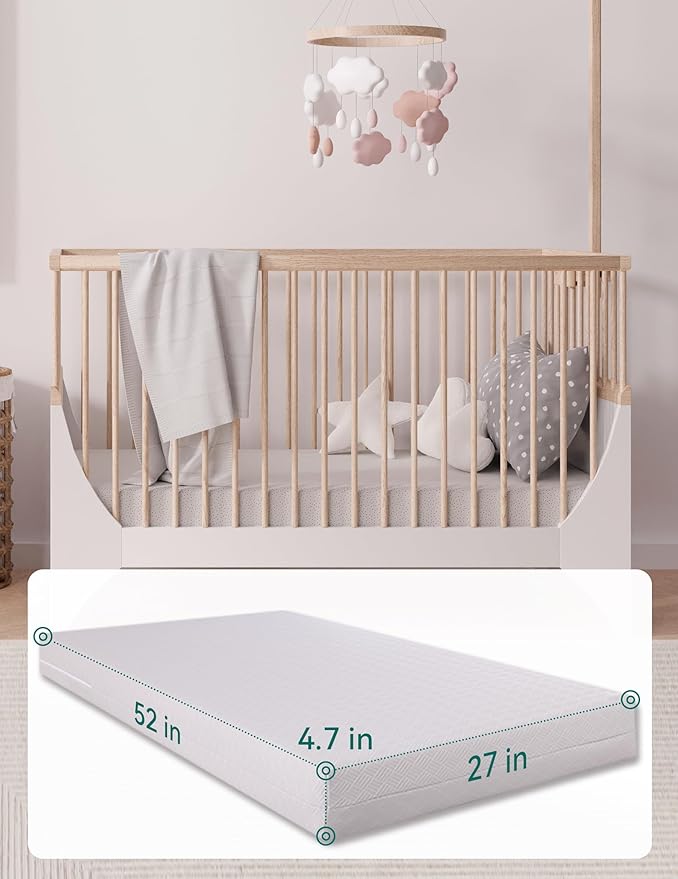 BABELIO Crib Mattress Memory Foam Toddler Mattress 2-Stage Standard Size Baby Mattress with Removable Waterproof Cover Grey-CubbioJoy