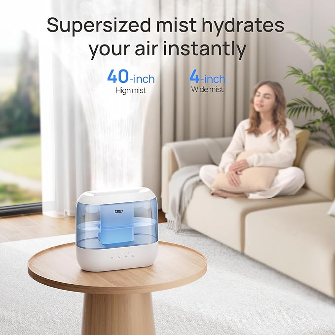 Dreo Humidifiers for Bedroom, Top Fill 4L Supersized Cool Mist Humidifier with Oil Diffuser and Nightlight, 36H Runtime, Quiet Ultrasonic Humidifiers for Home, Large Room, Baby Nursery and Plants-CubbioJoy