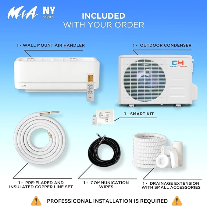 Cooper & Hunter 24,000 BTU, 230V, 17 SEER Ductless Mini Split AC/Heating System Pre-Charged Inverter Heat Pump with 16ft Installation Kit-CubbioJoy