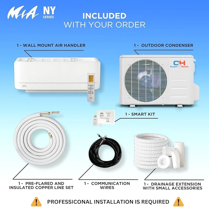 Cooper & Hunter 6,000 BTU 115V Single Zone Wall Mount Ductless Mini Split Air Conditioner & Heat Pump – 21.5 SEER2 – 16FT Installation Kit – R-410A Refrigerant Pre-Charged – Inverter-CubbioJoy