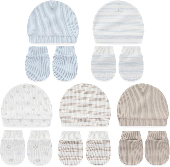 Cute Baby Girl Hats Mittens Set 10-Pack New Born Boy Caps Gloves Suit 0-6 Months Infant Accessories-CubbioJoy