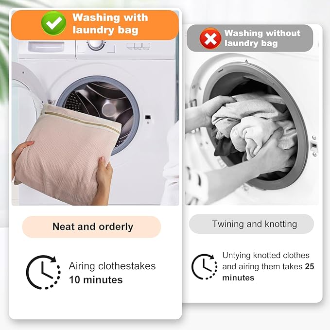 4-Piece Large Durable Organic Cotton Mesh Laundry Bags with Sturdy Zippers and Breathable Mesh are Delicate Laundry Bags for Underwear, Clothes, Pants and Socks-CubbioJoy