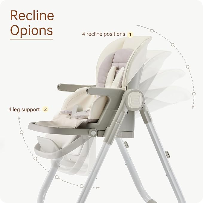 6 in 1 Convertible High Chairs for Babies and Toddlers,Portable High Chair with Dishwasher Tray and 4 Wheel,Booster Seat for Dining Table,Foldable Toddle and Baby Feeding Highchair (White)-CubbioJoy