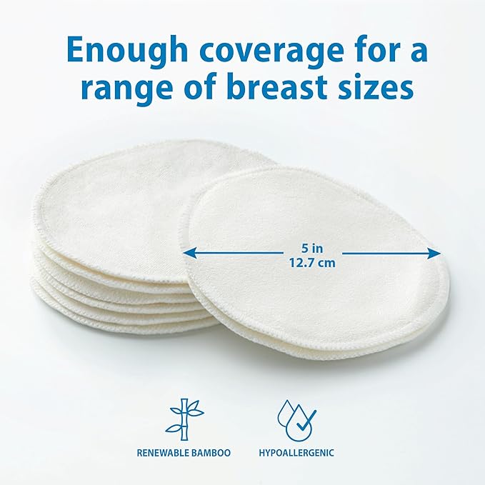 Dr. Brown's Reusable Breast Pads for Breastfeeding, Washable Nursing Pads with Laundry Bag, Day & Night Absorption, 8 Count-CubbioJoy