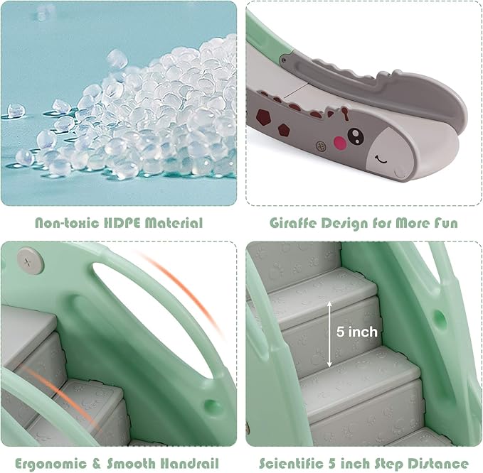 BABY JOY Toddler Slide, Kids Large Slide Play Climber Set with Long Slipping Slope, Basketball Hoop and Ball, Enclosed Steps, Easy Assemble Indoor Outdoor Backyard Freestanding Slides for Kids Age 1-8-CubbioJoy