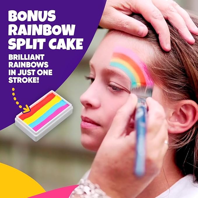 28 Color Face Painting Kit for Kids - Blue Squid Face Paint Kit Palette with 160pc accessories Stencils, Water Activated Non Toxic Washable Professional Facepaint body set Halloween Party Makeup-CubbioJoy