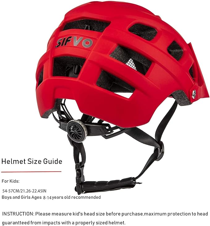Kids Bike Helmet, SIFVO Kids Helmet 8+ Boys and Girls Bike Helmet with Cool Visor, Bike Helmets for Kids, Youth Bike Helmet Kids Mountain Bike Helmet Lightweight and Sturdy【55-58cm】-CubbioJoy
