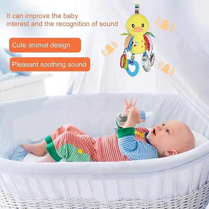Baby Stroller Car Seat Toys for Infant with Teether Hanging Rattle, Clip on Stroller, Soft Plush Baby Toys for Boys and Girls 3-12 Months-CubbioJoy