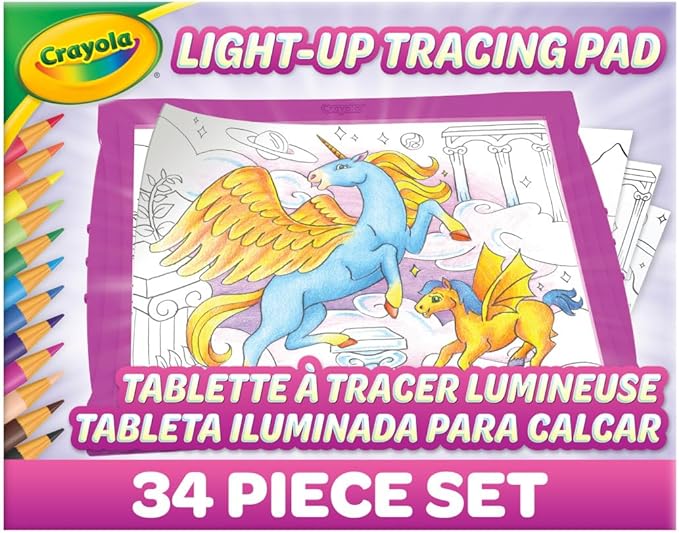 Crayola Light Up Tracing Pad - Pink, Writing & Drawing Art Kit for Kids, Kids Toys & Games, Tracing Light Box, Sketching Gifts for Girls & Boys, 6+ [Amazon Exclusive]-CubbioJoy