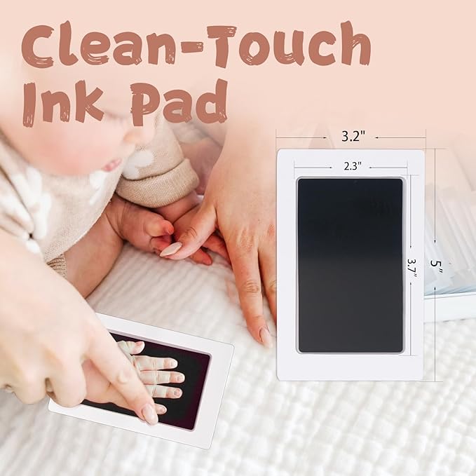 Inkless Baby Hand and Footprint Kit,Clean-Touch Ink Pad Kit,Safe No Mess Printing Infant Hand Foot Stamp,2 Pack Newborn Inkless Print Pads Best Keepsake or Gifts for Family-CubbioJoy
