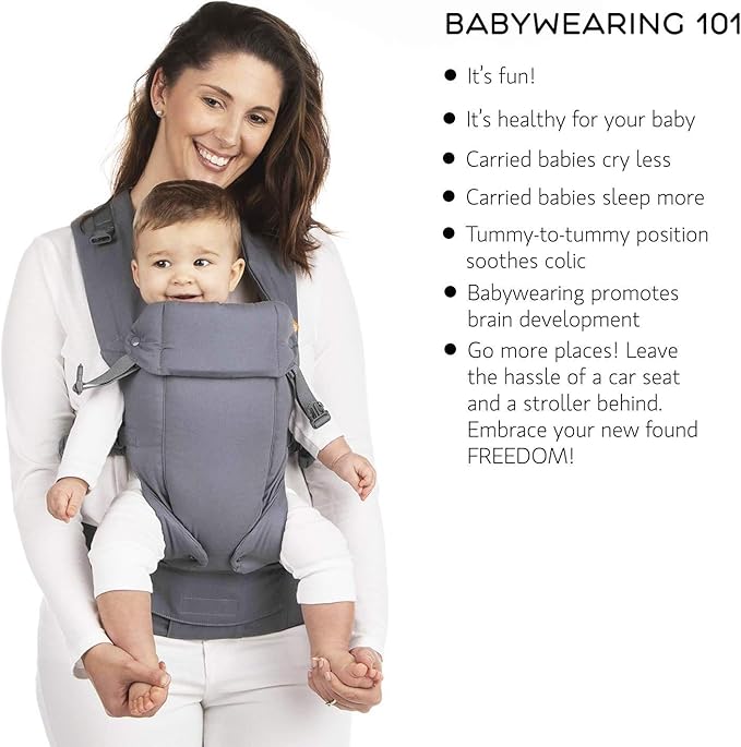 Beco Gemini Baby Carrier from Newborn to Toddler - Certified Ergonomic Newborn Baby Carrier for Infants and Children of 7-35 lbs - M Shape, Adjustable Seat, 100% Organic Cotton (Metro Black)-CubbioJoy