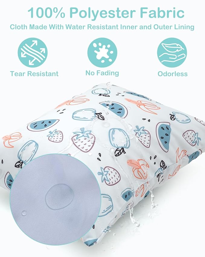 ALVABABY 3 Cloth Diaper Wet Dry Bags Waterproof Reusable with Two Zippered Pockets Travel Beach Pool Daycare Soiled Baby Items Yoga Gym Bag for Swimsuits or Wet Clothes Small Medium Large 3L-ZM29-CubbioJoy