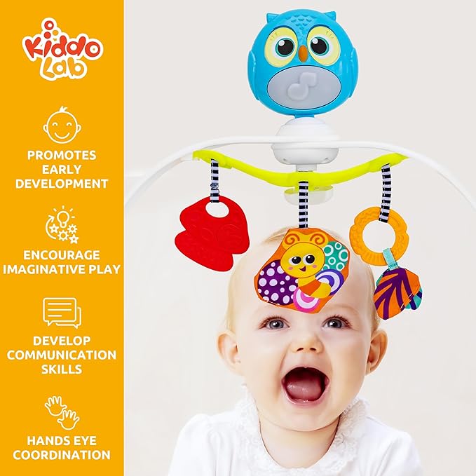 Baby Stroller Arch Toy with Relaxing Music & Lights - Adjustable Activity Arch & Play Accessories - Baby Bouncer Toy Bar, Carseat, Crib, Stroller Hanging Toys for Infants 0 Months Old & Up-CubbioJoy