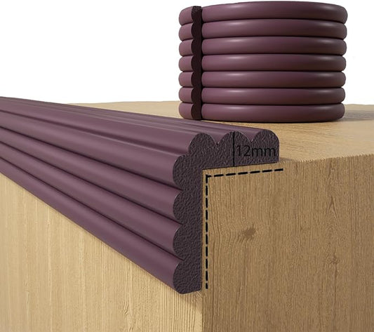 Baby Proofing Wall Corner Protector,Edge Guard Corner Protector,6.56ft Thinken Soft Corner Protectors Pre-Taped Soft Rubber Foam Edge Cushion for Furniture (Brown, 6.56Ft x 5.9" W x 0.47" Th)-CubbioJoy