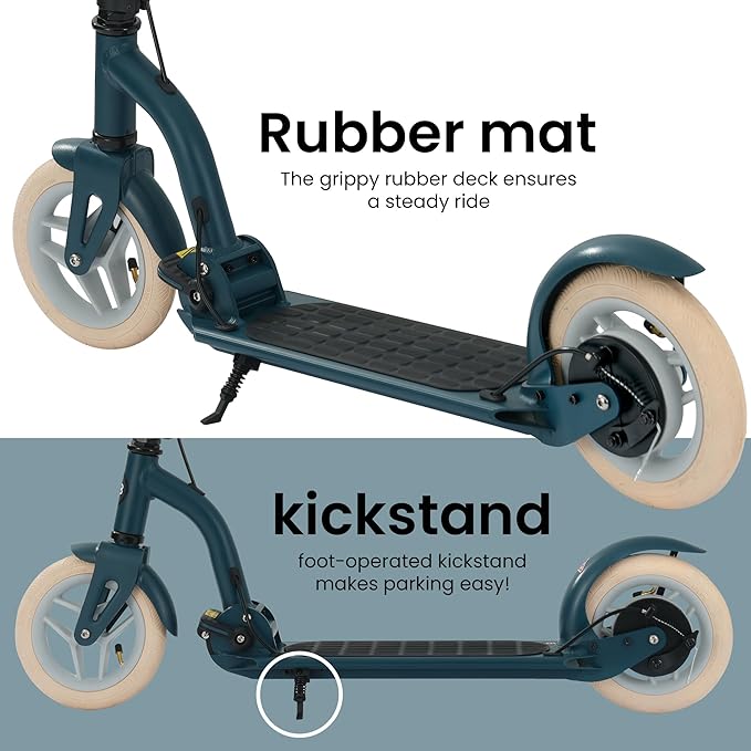 Aero Big Wheels Kick Scooter for Kids 6+, Teens & Adults | Light Up Wheels, Hand Brake, Rubber Deck Mat & Shock Absorption | Foldable & Height Adjustable-CubbioJoy