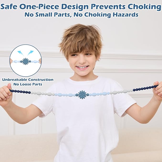 Chew Necklaces for Sensory Kids Adults, Flower Chewy Necklace Sensory Toys for Autism Nail Biting, Fidget Necklace Oral Chew Toys, ADHD Tools for Boys Girls-CubbioJoy
